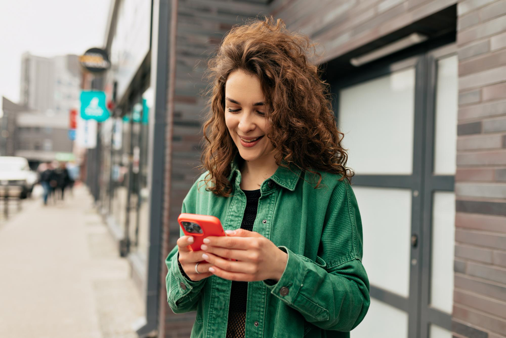 Girl looking at a checklist on her phone