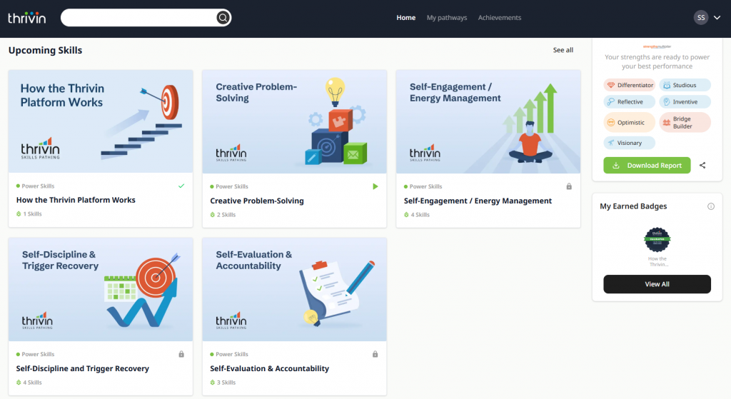 The Thrivin Skills Pathing platform